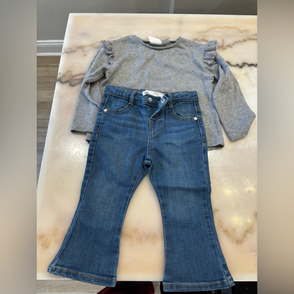 Zara Gray and Blue Kids Matching Set